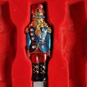 1  -BOMBAY JEWELED ENAMEL nutcracker canape knife/cheese spreader in box